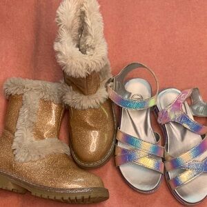 Sparkly Gold and Iridescent Kids Boots and Sandals